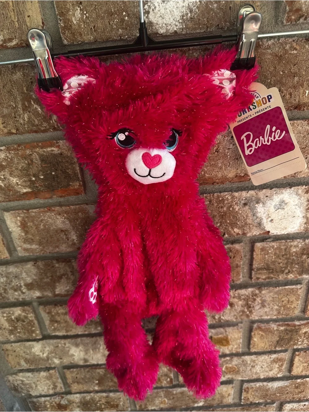 BUILD A BEAR Barbie Hot Pink Sparkle Bear Plush - Animal UNSTUFFED w/ tags